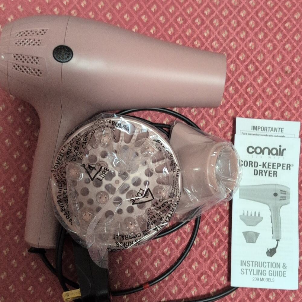 Conair Cord-Keeper Standard Hair Dryer 1875W Electric Pink w/ Diffuser